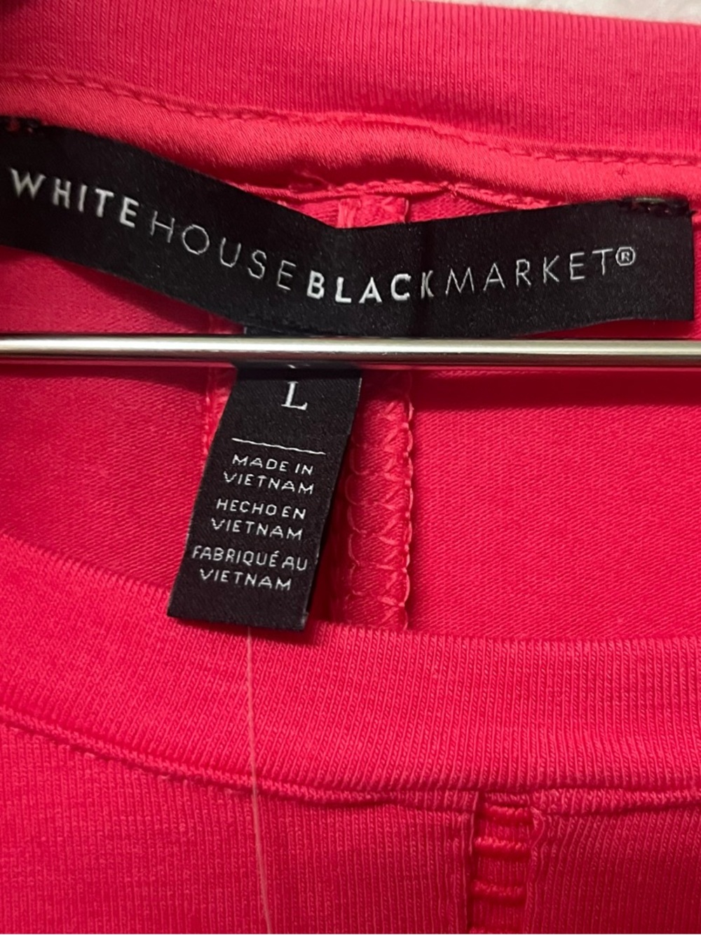 White House Black Market Top Short Sleeves Seam Details Bright Pink Womens Large - Picture 2 of 10